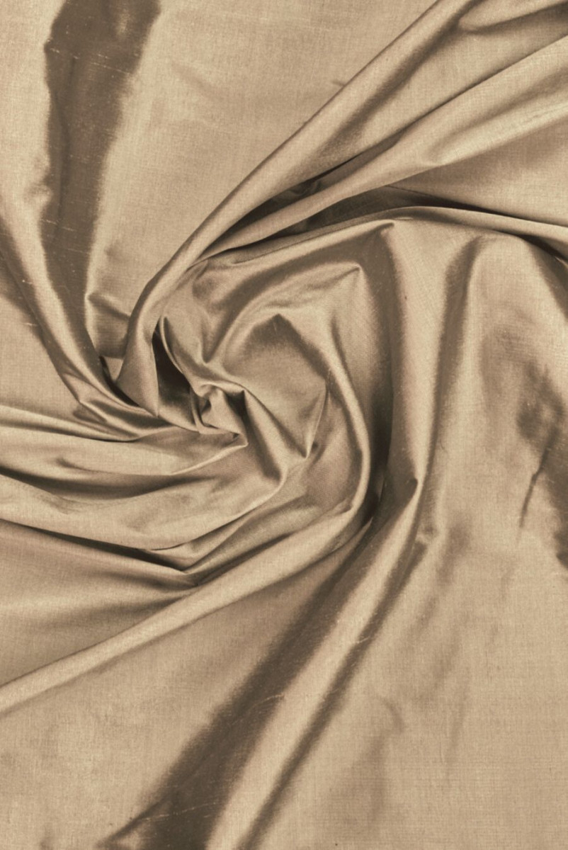 Taft, taffung zijde beige koud