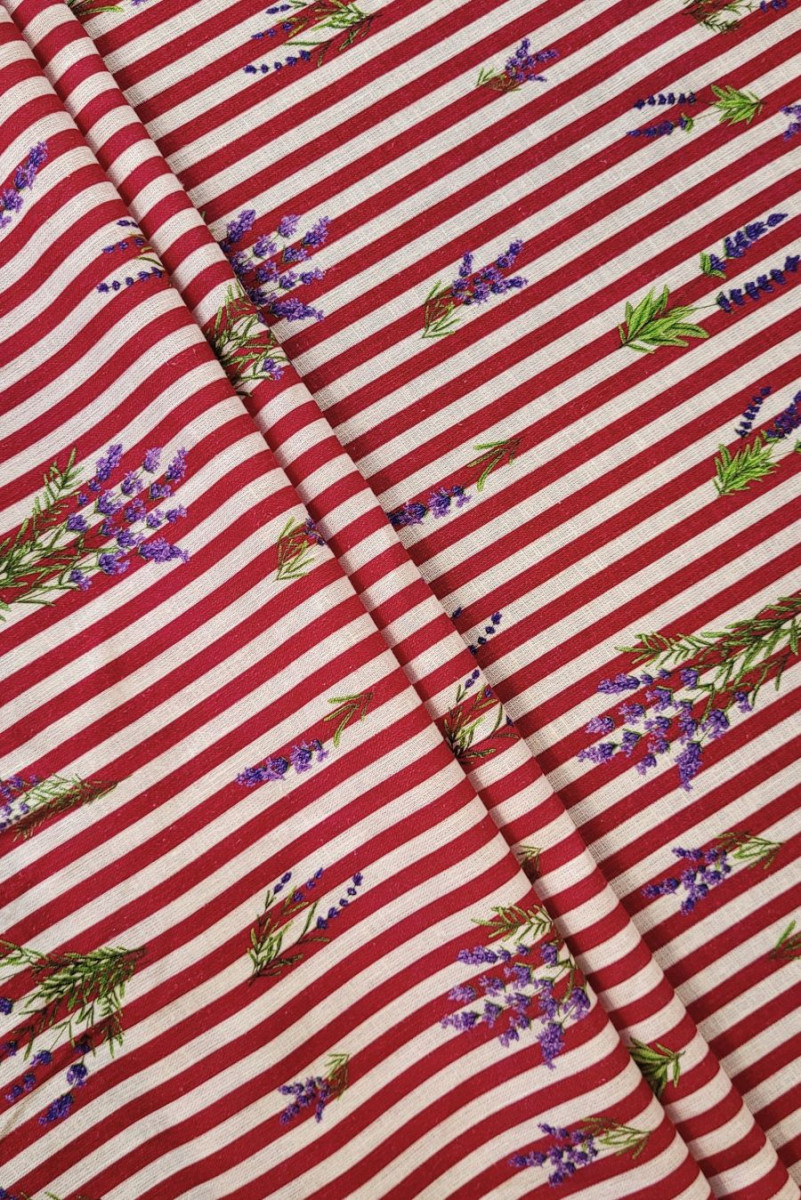 Lino con rayas de algodón y flores