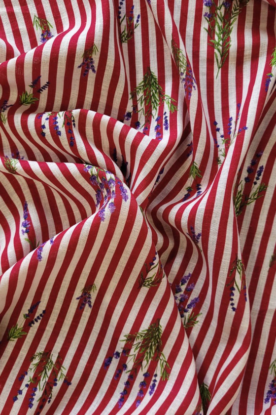 Linen with cotton stripes and flowers