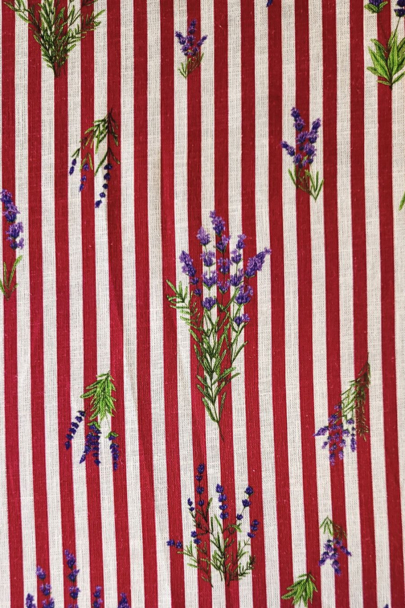 Linen with cotton stripes and flowers