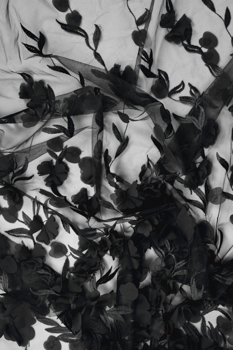 3D evening fabric black