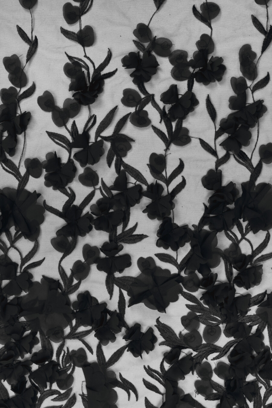 3D evening fabric black