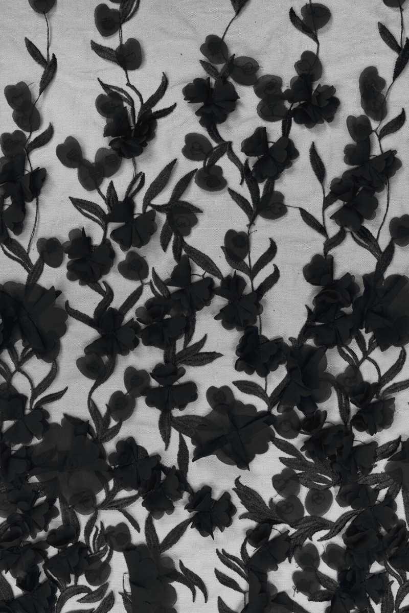 3D evening fabric black