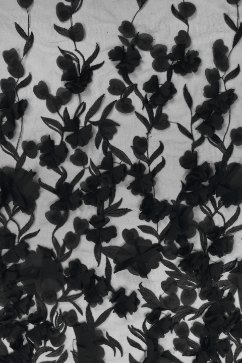3D evening fabric black