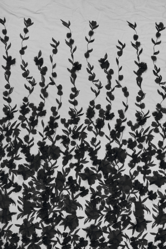 3D evening fabric black