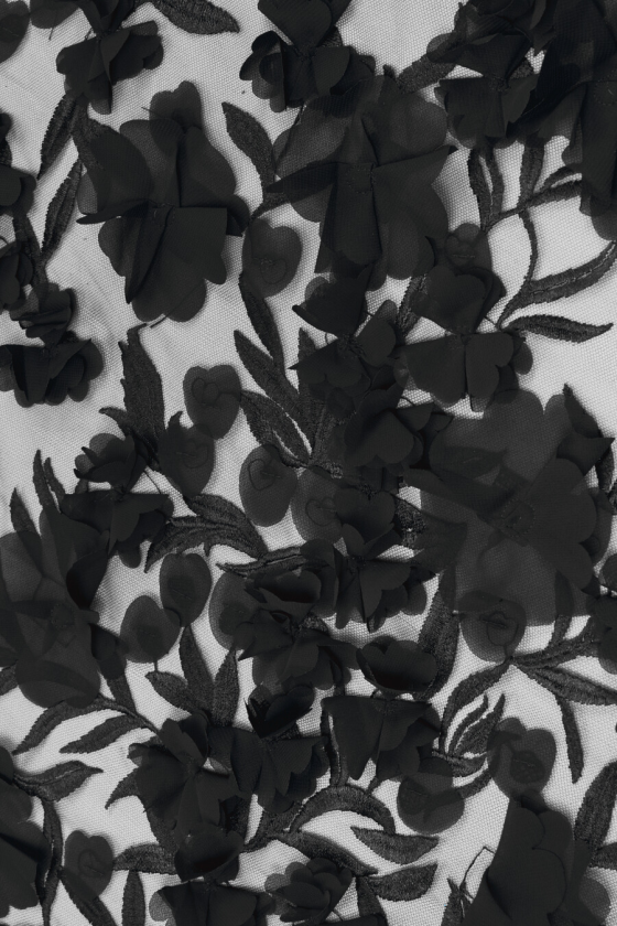 3D evening fabric black