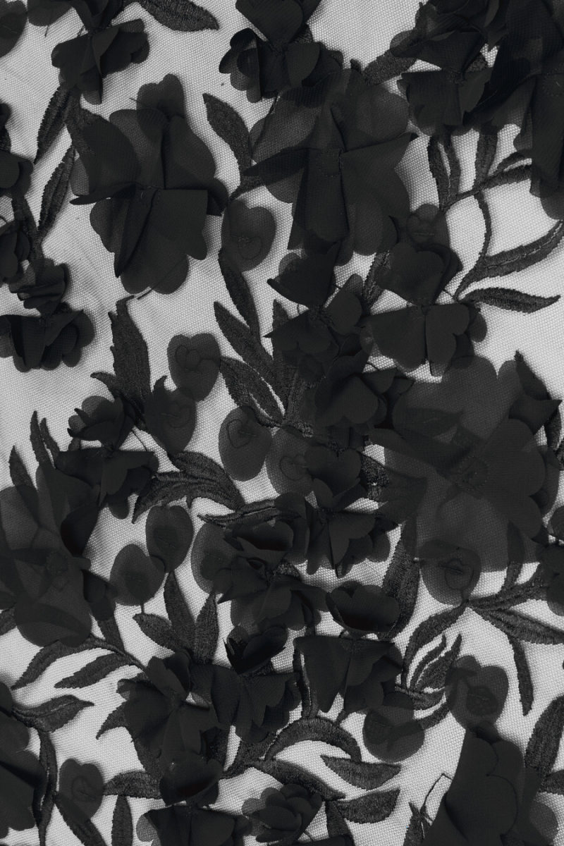3D evening fabric black