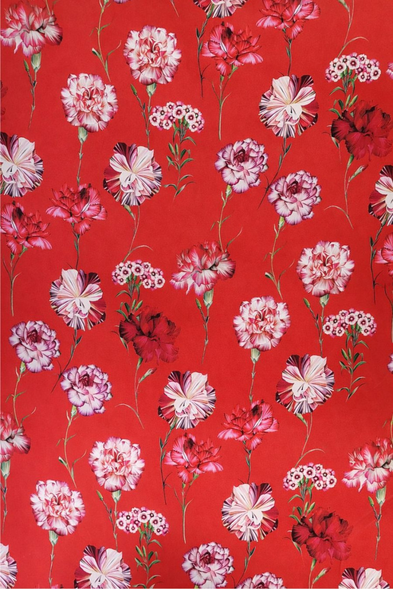 Satin de soie rouge avec des clous de girofle