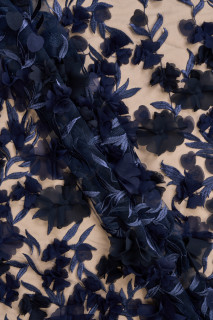 Tissu de soirée 3D bleu marine