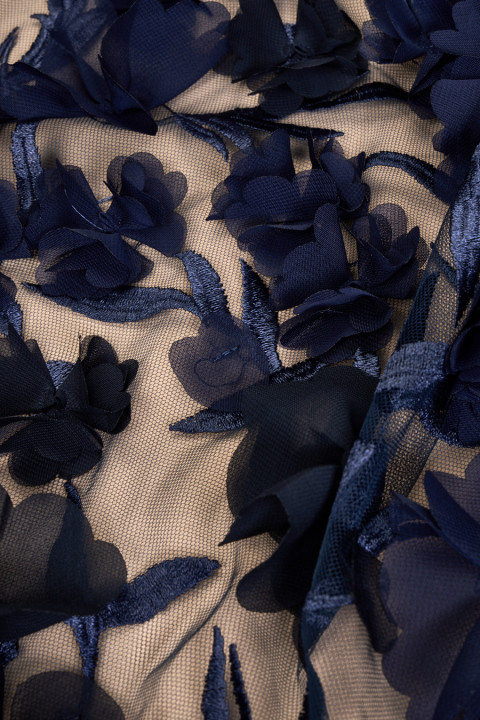 Tissu de soirée 3D bleu marine