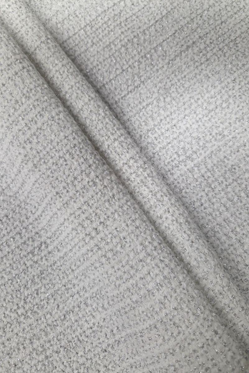 Tkanina typu chanel biało-srebrna