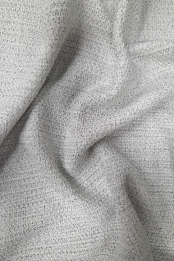 Tkanina typu chanel biało-srebrna