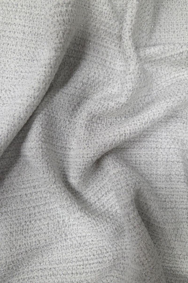 Tkanina typu chanel biało-srebrna