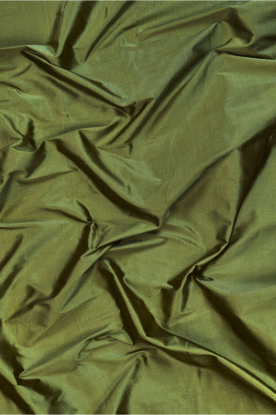 Szantung taftowy jedwabny zielony