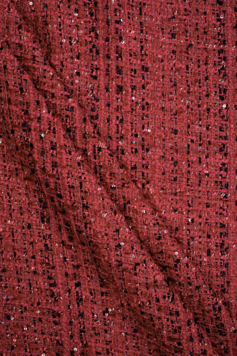 Brick red Chanel-style (bouclé/tweed) fabric