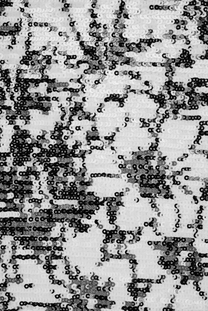 Cekiny biało czarne kwiaty