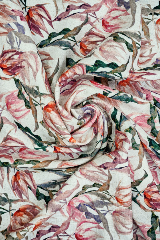 Wiskoza z lnem tulipany