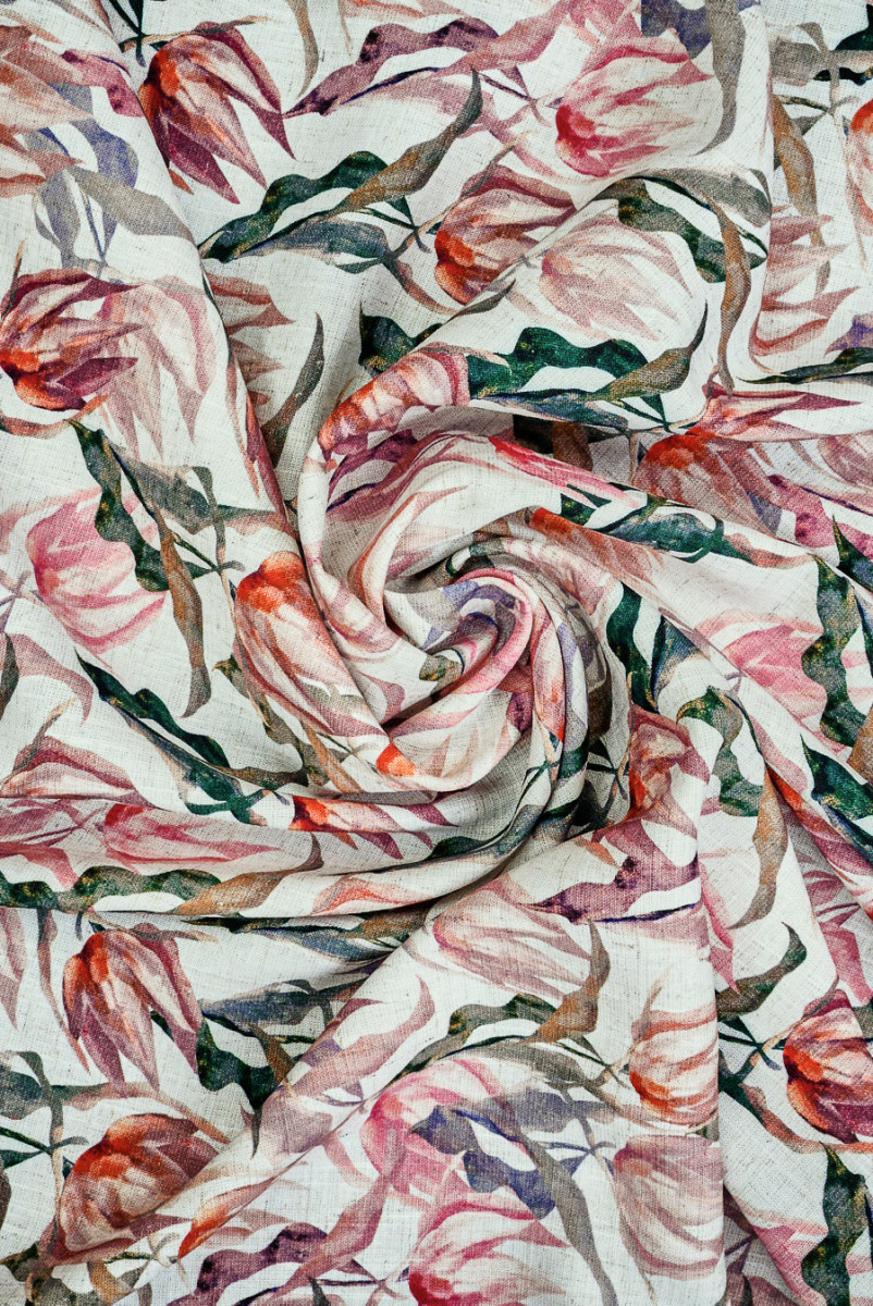 Wiskoza z lnem tulipany