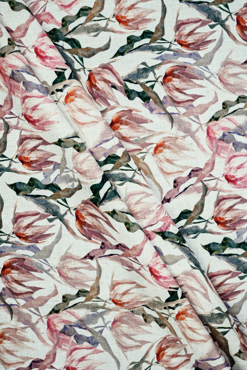 Wiskoza z lnem tulipany