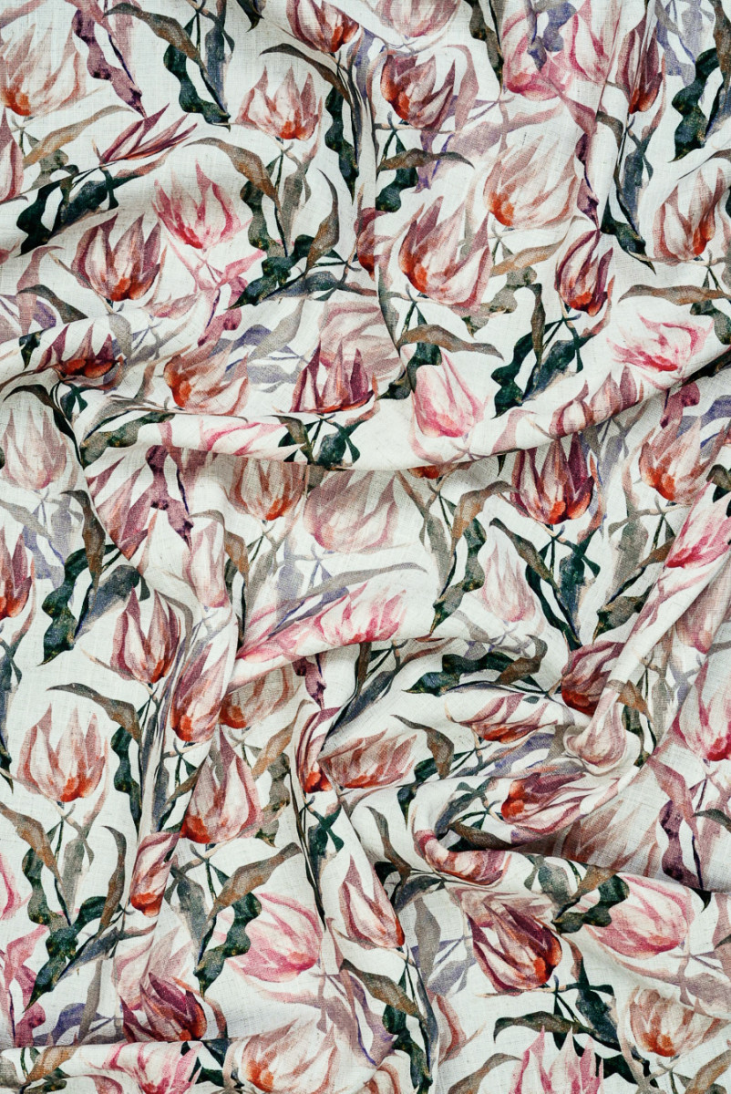 Wiskoza z lnem tulipany