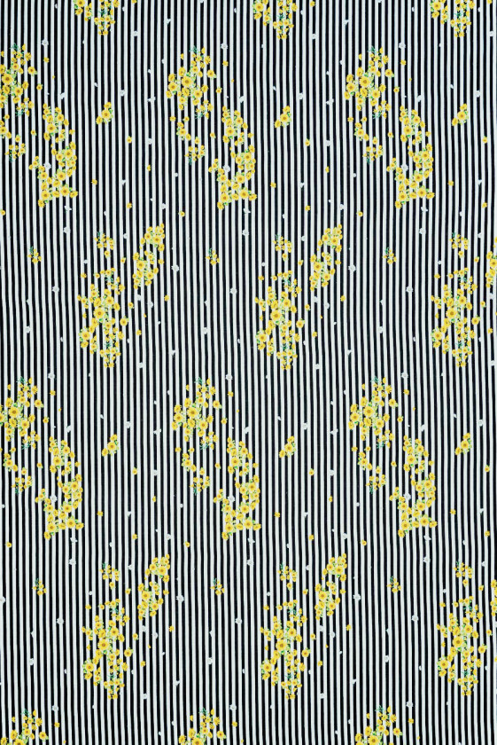 Len z bawełną paski i kwiaty