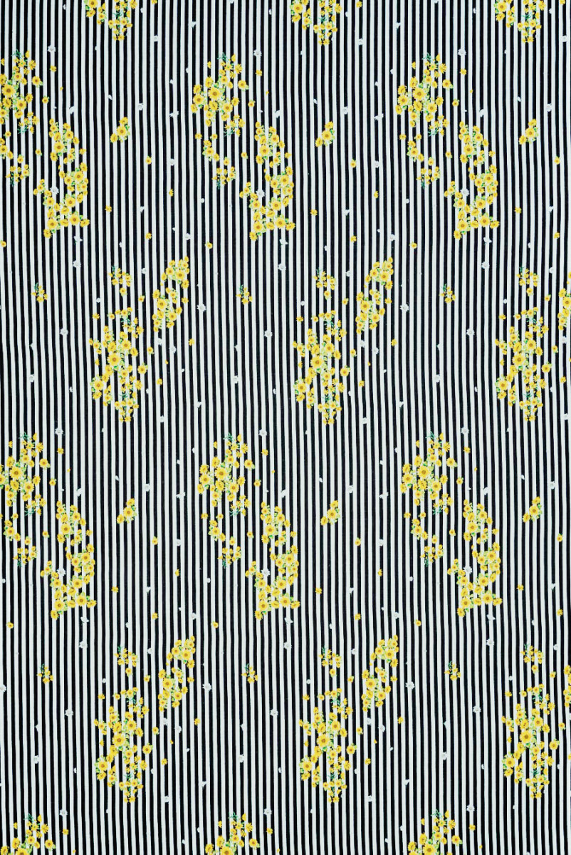 Len z bawełną paski i kwiaty