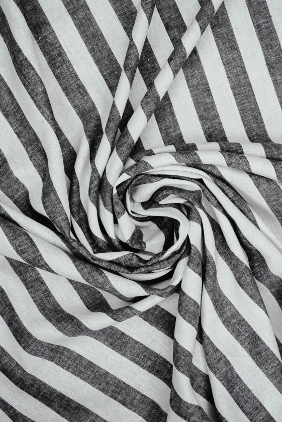 Lin avec viscose rayures noires