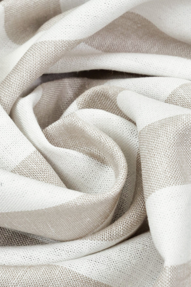 Linned med viskose i beige striber