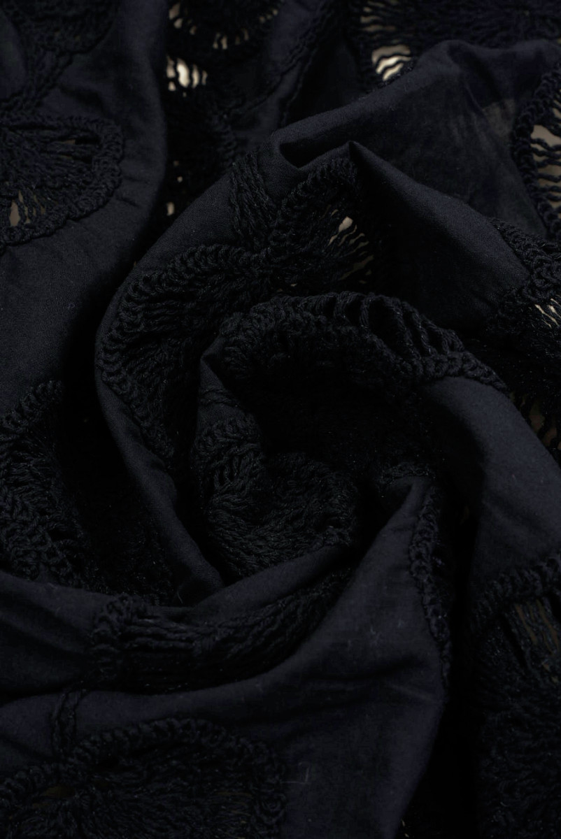 Batyst czarny haftowany miłorzęby