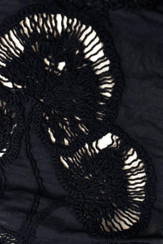 Batyst czarny haftowany miłorzęby