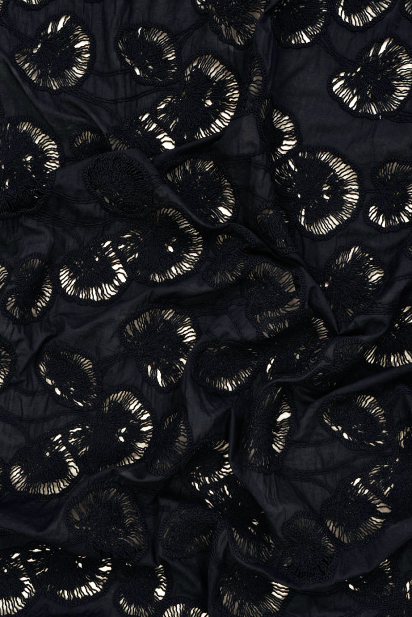 Batyst czarny haftowany miłorzęby