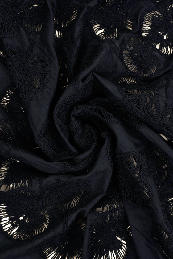 Batyst czarny haftowany miłorzęby