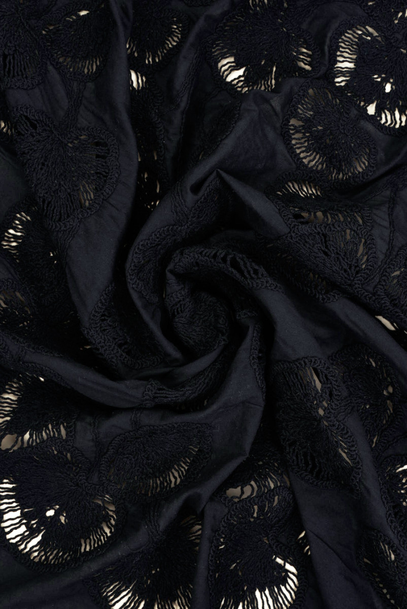 Batyst czarny haftowany miłorzęby