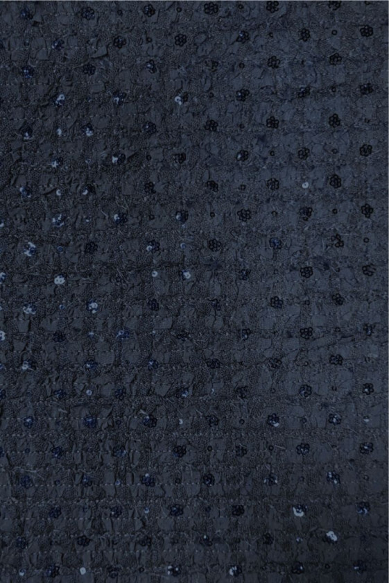 Tkanina typu chanel granatowa z cekinami