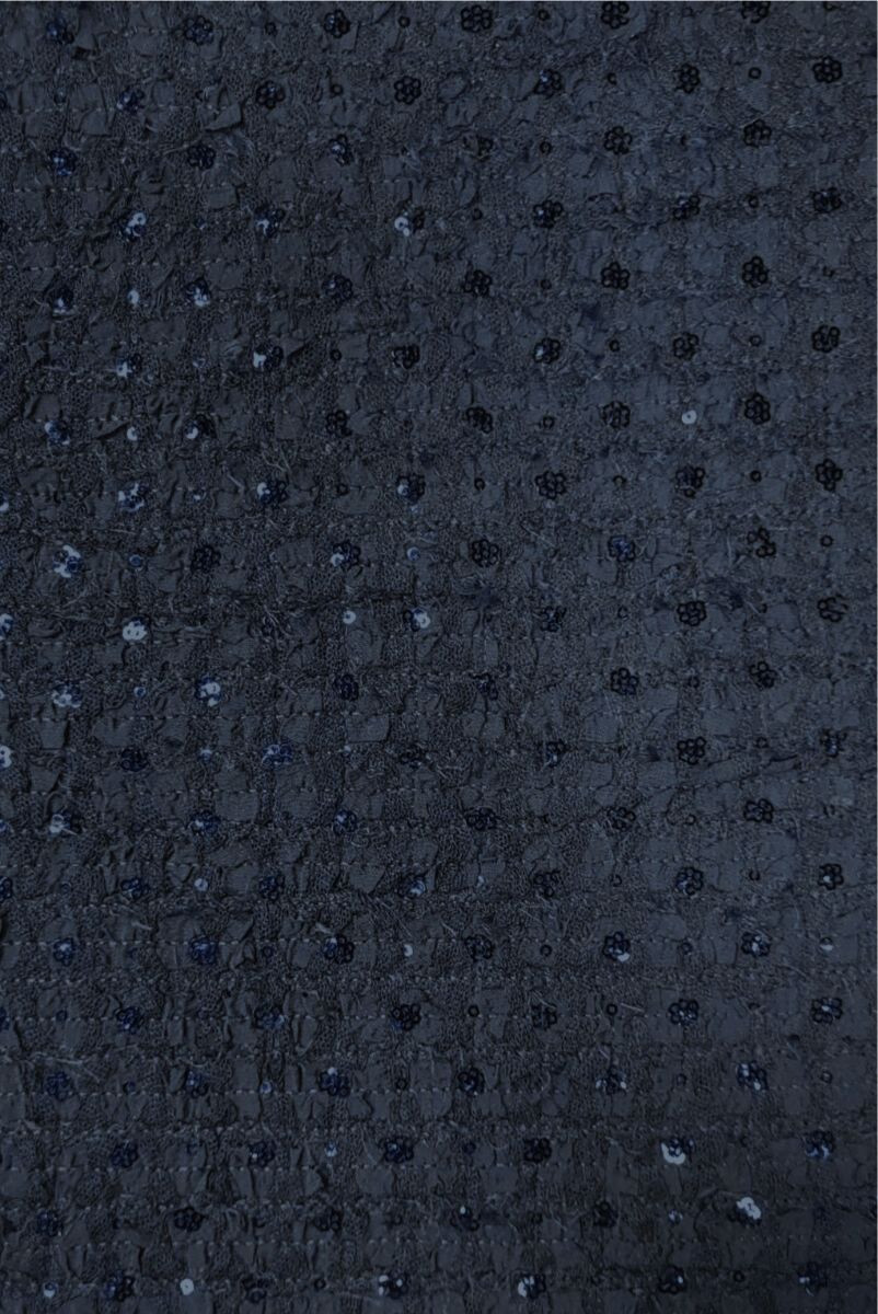 Tkanina typu chanel granatowa z cekinami