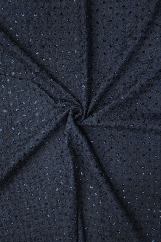 Tkanina typu chanel granatowa z cekinami