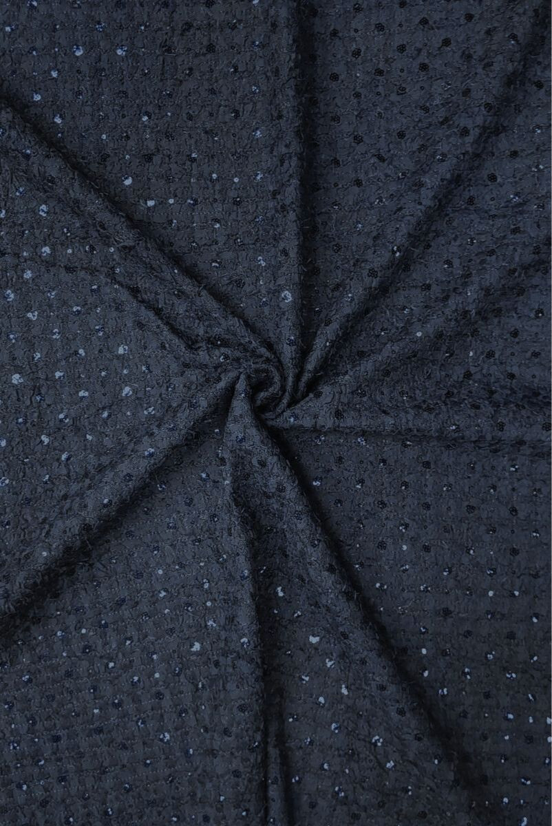 Tkanina typu chanel granatowa z cekinami