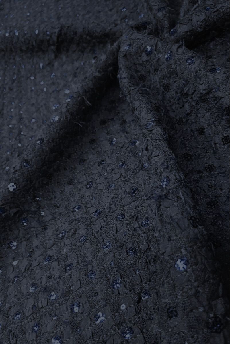 Tkanina typu chanel granatowa z cekinami