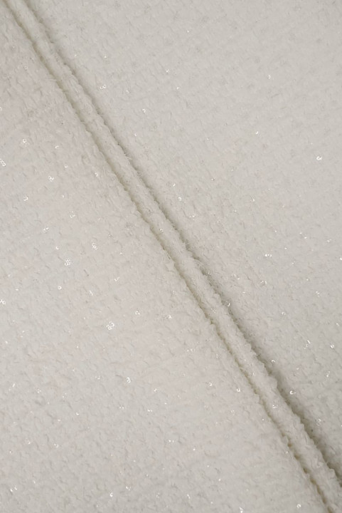 Chanel-Optik Stoff cremeweiß mit Pailletten
