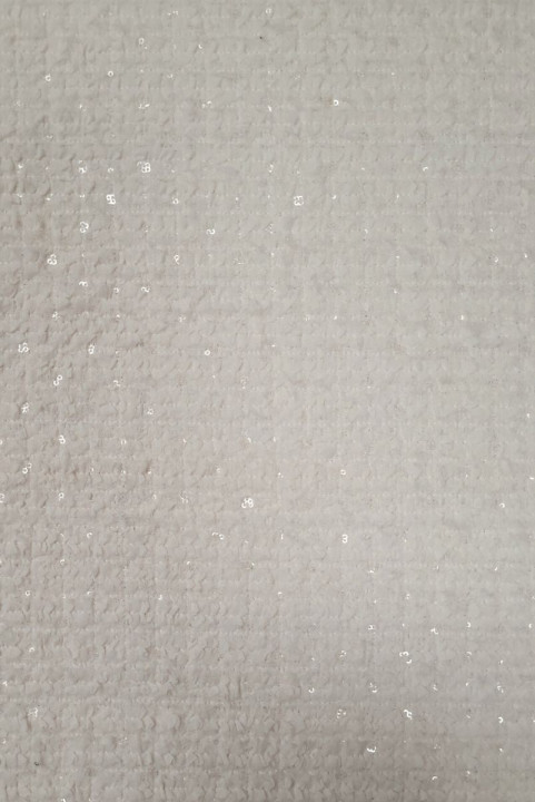 Stof in Chanel-stijl crème met pailletten