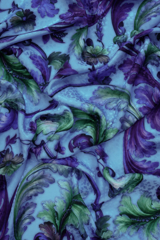 Satin jacquard à longues feuilles