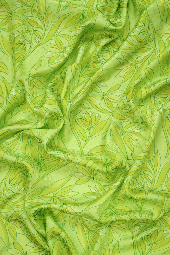 Jedwab żakardowy limonkowe kwiaty