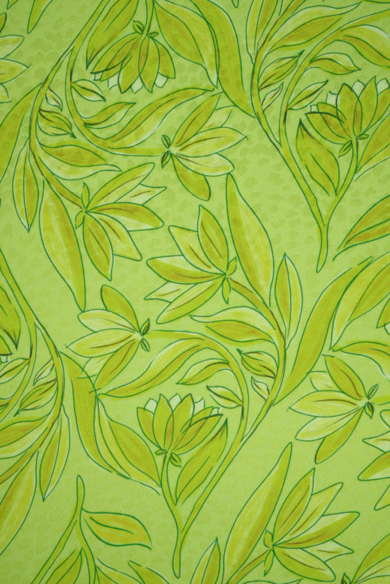 Jedwab żakardowy limonkowe kwiaty