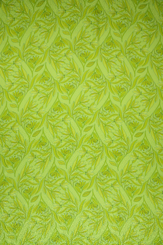 Zijden jacquard lime bloemen