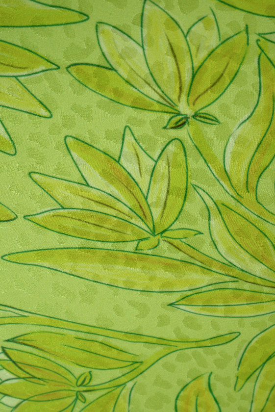 Jedwab żakardowy limonkowe kwiaty
