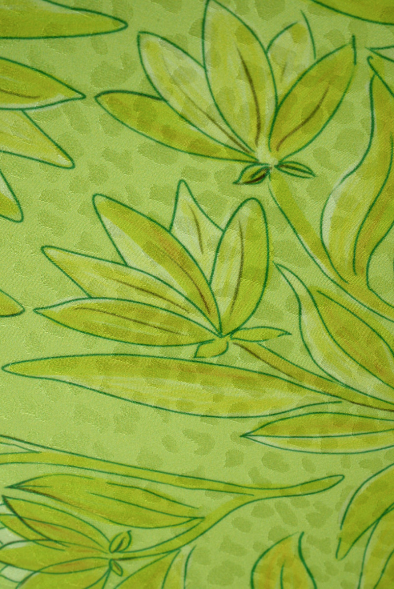 Jedwab żakardowy limonkowe kwiaty