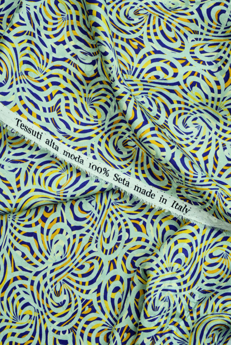 Geometric jacquard silk