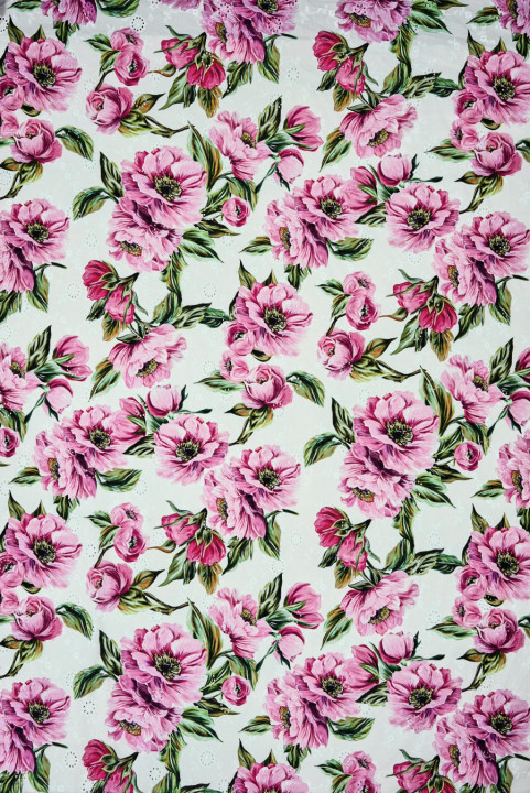 Bavlna richelieu s květinovým vzorem