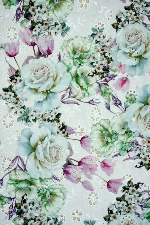 Coton richelieu à roses