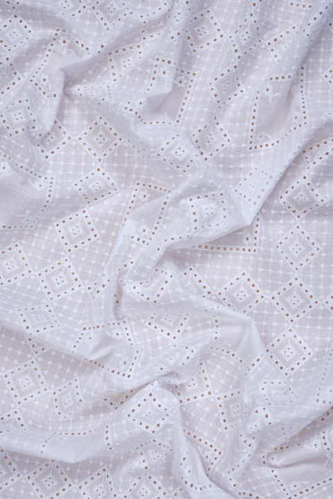 White batiste with geometric embroidery